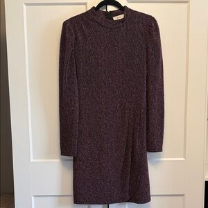 Greylin Long Sleeve Metallic Purple Dress